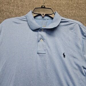 Polo Ralph Lauren Polo Shirt Mens Large Blue Performance Black Pony Golf Stretch